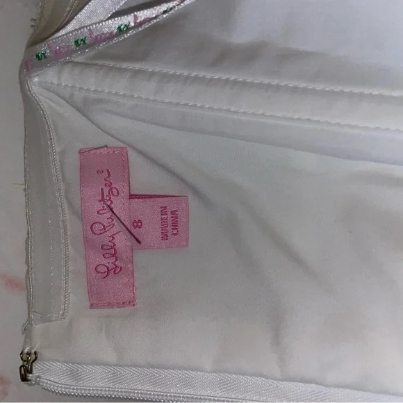 Lilly Pulitzer Arden dress embroidered strapless mini ruffled white cotton 8 - Picture 10 of 11